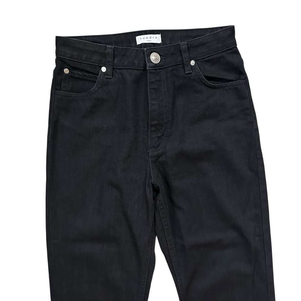 Sandro Paris Black Rudolphe High Rise Zip Fly Kick Flare Boot Jeans EU 36 US 4 - Picture 3 of 10